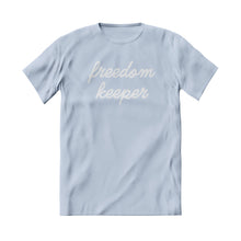 Load image into Gallery viewer, Freedom Keeper Classic Tee - Light Blue w/ White Text