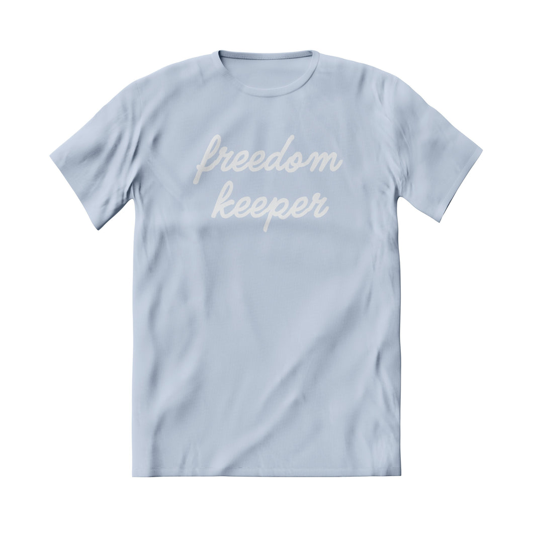 Freedom Keeper Classic Tee - Light Blue w/ White Text