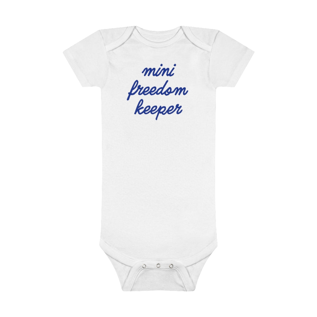Organic Baby Bodysuit - Classic Mini Freedom Keeper - Blue